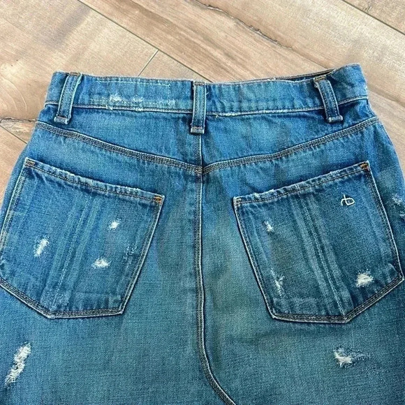RAG & BONE Rag & Bone Distressed Denim Pencil Skirt Shredded Light Wash Sz 25 - Picture 8 of 9
